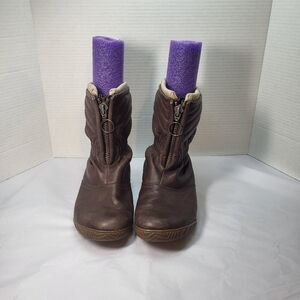 SOREL Firenzy Breve Leather Zip Up Winter Boot Brown US Size 9 EUR 41.5
